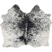White and Black Speckled Brazilian Cowhide: white with black speckles and spots - 5'4" x 5'3" (BRSP3537)