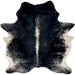 Black and White Speckled Brazilian Cowhide: black with white speckles, and off-white on the belly - 6'9' x 5'6" (BRSP3540)