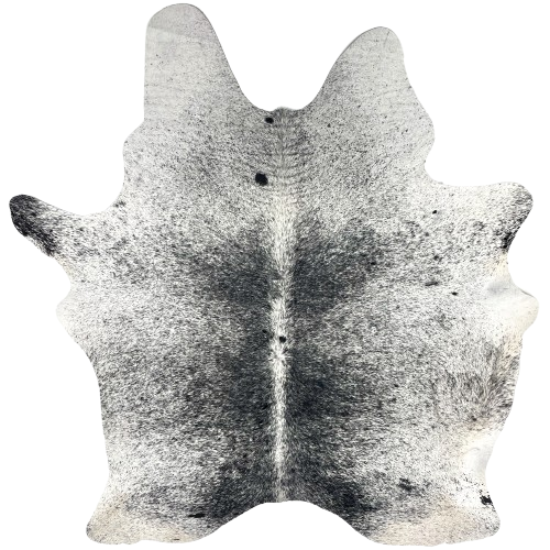 Black and White Speckled Brazilian Cowhide: white with black speckles and spots - 6'4" x 4'11" (BRSP3549)