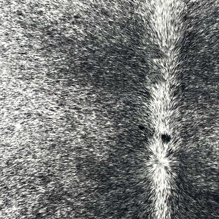 Closeup of this Speckled Brazilian Cowhide, showing white with black speckles and spots (BRSP3549)