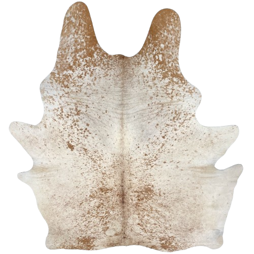 Large Ivory and White Speckled Brazilian Cowhide: ivory with brown speckles and spots - 7'6" x 5'11"(BRSP3600)