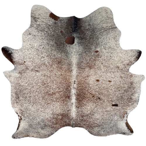 Tricolor Speckled Brazilian Cowhide: white with brown and black speckles and spots - 7'1" x 6' (BRSP3604)