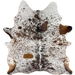 Tricolor Speckled Brazilian Cowhide: white with brown and black speckles and spots- 7'3" x 5'10" (BRSP3627)