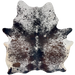 Tricolor Speckled Brazilian Cowhide: white with black and dark brown speckles and spots - 6'11' x 5'6" (BRSP3666)