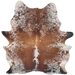 Large Tricolor Speckled Brazilian Cowhide: white with reddish brown and black spots and speckles - 7'6" x 5'10" (BRSP3672)