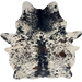Large Tricolor Speckled Brazilian Cowhide: ivory with black and dark brown speckles and spots - 7'6" x 5'11" (BRSP3680)