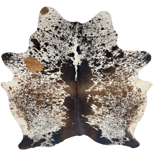 Brown and White Speckled Brazilian Cowhide - 7'1" x 6'1" (BRSP3687)