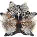 Brown and White Speckled Brazilian Cowhide: white with brown speckles and spots - 7'1" x 6'1" (BRSP3687)