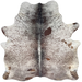 Brown and White Speckled Brazilian Cowhide: white with brown speckles and spots - 6'5" x 5'9" (BRSP3690)