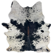 Large Black and White Speckled Brazilian Cowhide: white with black speckles and spots and dark brown down part of the spine - 7'10" x 5'9" (BRSP3699)