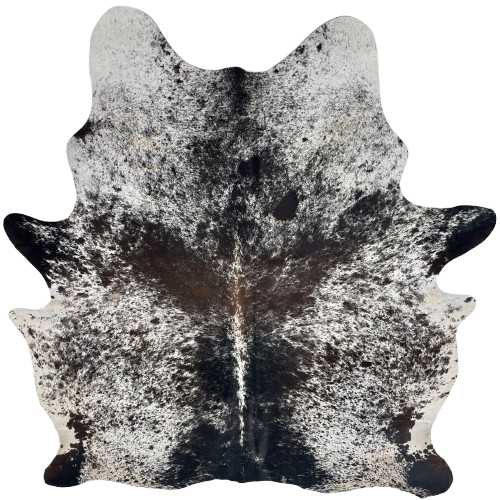 Tricolor Speckled Brazilian Cowhide: white with black and brown speckles and spots - 7' x 5'10" (BRSP3707)