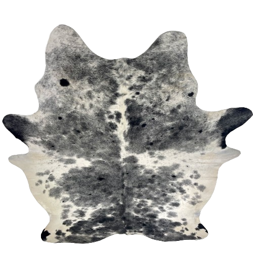 XL Black and White Speckled Brazilian Cowhide: white and off-white with black speckles and spots - 8'4" x 5'11" (BRSP3710)