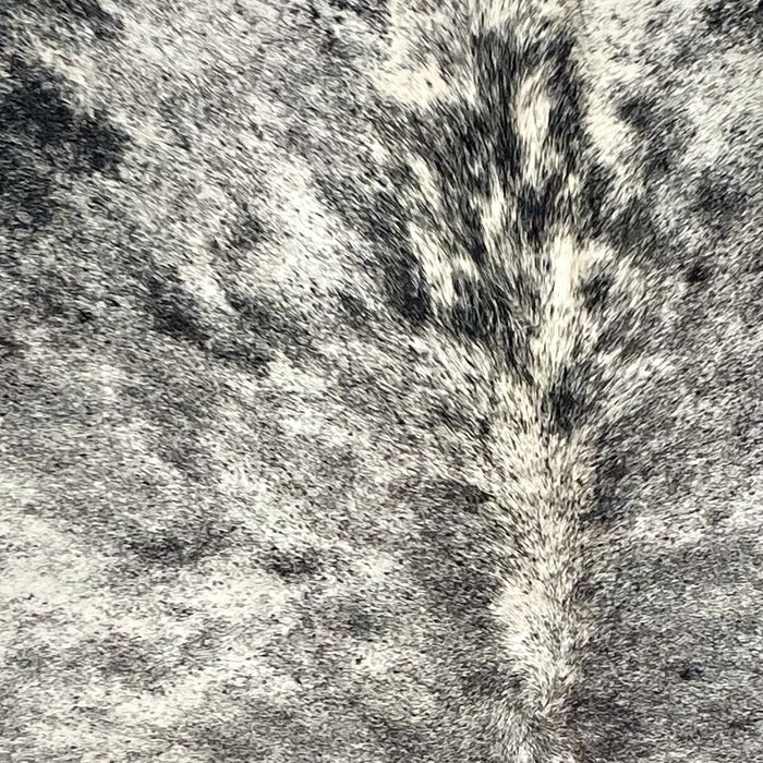 Closeup of this Speckled Brazilian Cowhide, showing white with black speckles and spots (BRSP3718)