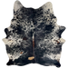XL Black and White Speckled Brazilian Cowhide: white with black speckles and spots, a few small, brown, spots, and brown down part of the spine - 8' x 6'3" (BRSP3719)