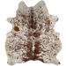 Brown and Ivory Speckled Brazilian Cowhide: ivory with brown speckles and spots - 5'10" x 5'2" (BRSP3722)