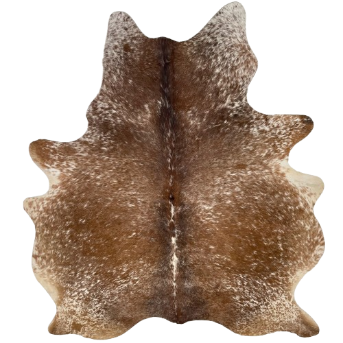 Brown and White Speckled Brazilian Cowhide: brown with white speckles and spots - 6'7" x 5'5" (BRSP3724)