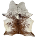 Reddish Brown and White Speckled Brazilian Cowhide: white with reddish brown and dark brown speckles and spots - 6'10" x 5' (BRSP3732)