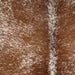 Closeup of this Speckled Brazilian Cowhide, showing white with reddish brown and dark brown speckles and spots  (BRSP3733)