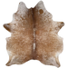 Brown and White Speckled Brazilian Cowhide: brown with white speckles and spots, and one brand mark on the right side of the back - 6'9" x 5'6" (BRSP3738)