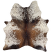 Brown and White Speckled Brazilian Cowhide: white with dark brown and golden brown spots and speckles - 6'2" x 5' (BRSP3742)