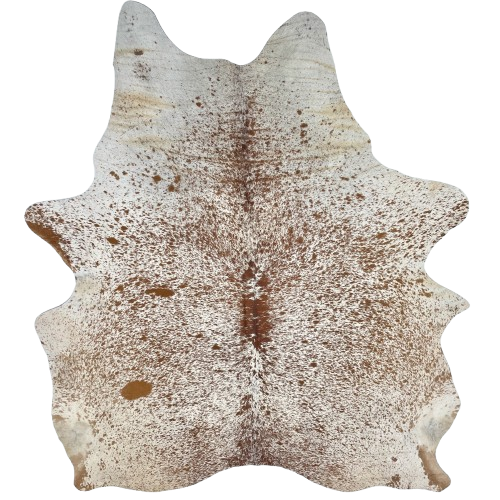 White and Brown Speckled Brazilian Cowhide: white with brown speckles and spots - 6'7" x 5'4" (BRSP3743)