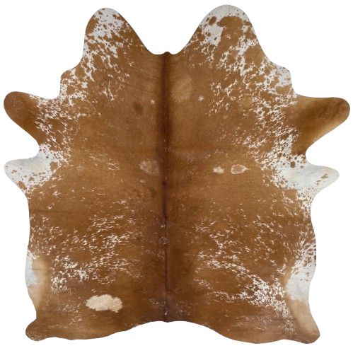 Brown and White Speckled Brazilian Cowhide: brown with white speckles and spots -  6'6" x 5'3" (BRSP3744)