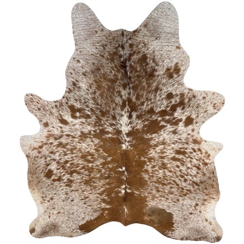 Reddish Brown and White Speckled Brazilian Cowhide: white with reddish brown spots and speckles - 6'4" x 4'11" (BRSP3749)