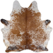 Tricolor Speckled Brazilian Cowhide: white with brown speckles and spots, and black speckles on the butt and shanks - 7'4" x 6' (BRSP3761)