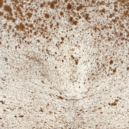 Closeup of this Large Speckled Brazilian Cowhide, showing white with brown speckles and spots (BRSP3768)