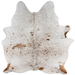  Large Brown and White Speckled Brazilian Cowhide: white with brown speckles and spots - 7'7" x 6'1" (BRSP3769)