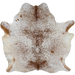  Brown and White Speckled Brazilian Cowhide:  white with brown sepckles and spots, and off-white on the belly, butt, and hind shanks  - 6'11" x 5'8" (BRSP3772)