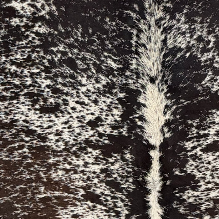 Closeup of this Large  Speckled Brazilian Cowhide, showing ivory with dark brown speckles and spots (BRSP3774)