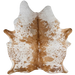 Large Caramel and White Speckled Brazilian Cowhide: white with caramel speckles and spots - 7'6" x 5'8"  (BRSP3781)