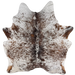 Large Tricolor Speckled Brazilian Cowhide: white with brown and black speckles and spots - 7'9" x 6'  (BRSP3783)