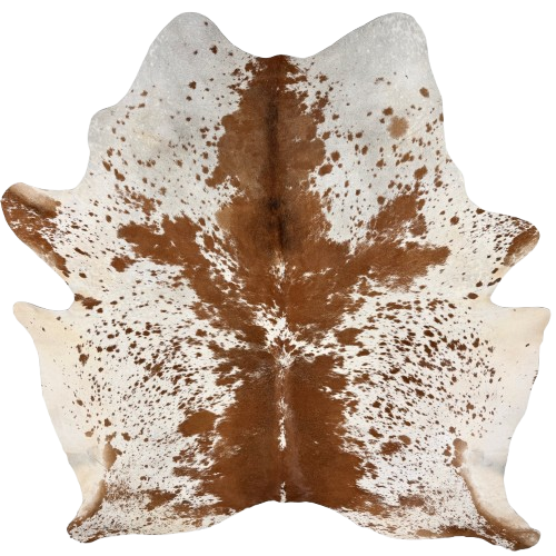 Large Reddish Brown and White Speckled Brazilian Cowhide: white and off-white with reddish brown speckles and spots - 7'10" x 6'5" (BRSP3787)