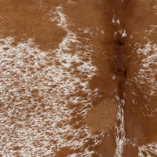 closeup of this Speckled Brazilian Cowhide, showing white with brown spots and speckles (BRSP3793)