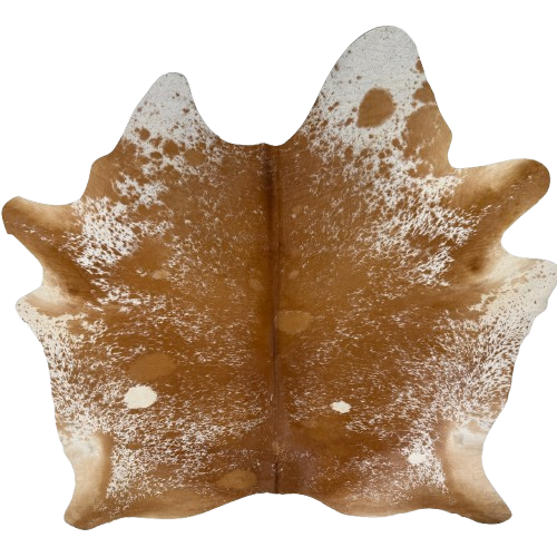 Large Reddish Brown and White Speckled Brazilian Cowhide: reddish brown with white speckles and spots, and one brand mark on the left side of the butt - 7'11' x 6'8" (BRSP3795)