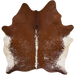 Large Brown and White Speckled Brazilian Cowhide: brown with white speckles, white down the spine, and off-white on the belly - 7'8" x 6'2"  (BRSP3797)