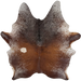 Large Tricolor Speckled Brazilian Cowhide: white with red brown, dark brown, and black speckles and spots, and mostly solid red brown down the middle of the back - 7'6" x 5'11" (BRSP3800)