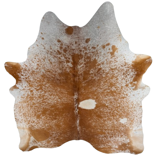 XL Golden Brown and White Speckled Brazilian Cowhide: white with golden brown speckles and spots - 8' x 6'2" (BRSP3801)