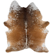 Large Brown and White Speckled Brazilian Cowhide: brown with white speckles and spot, and one brand mark near the right fore shank - 7'6" x 5'5" (BRSP3810)
