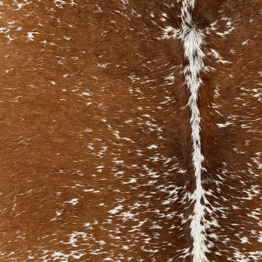 Closeup of this Large Speckled Brazilian Cowhide, showing brown with white speckles and spot (BRSP3810)
