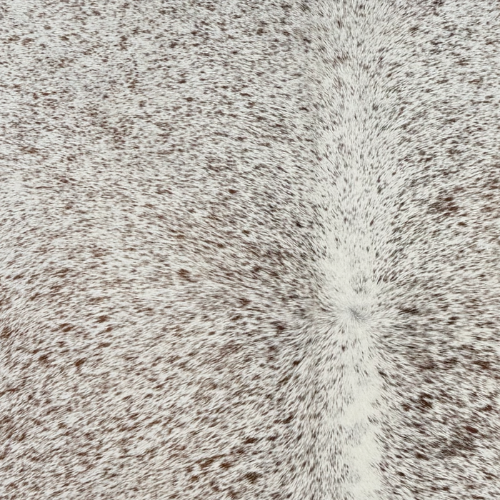 Closeup of this Speckled Brazilian Cowhide, showing white with brown speckles (BRSP3811)