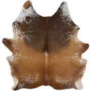 Brown and White Speckled Brazilian Cowhide:  brown with white speckles and spots - 7'5" x 6'1" (BRSP3815)