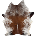 Reddish Brown and White Speckled Brazilian Cowhide: white with reddish brown speckles and spots on the back, chocolate speckles on the shoulder, and black speckles and spots on the butt and shanks - 7'6" x 5'5" (BRSP3818)
