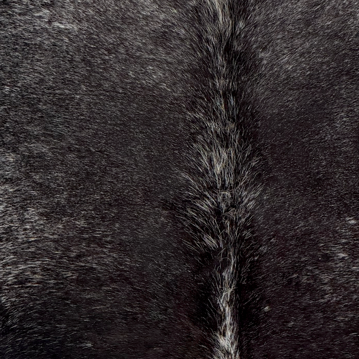 Closeup of this Speckled Brazilian Cowhide, showing black with white speckles  (BRSP3841)