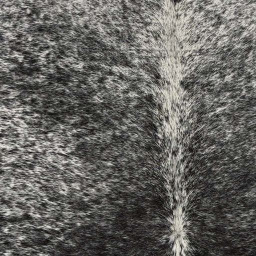 Closeup of this Speckled Brazilian Cowhide, showing white with black speckles and spots (BRSP3842)
