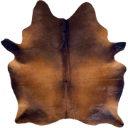 Red Brown and Black Brazilian Watusi Cowhide: has a mix of red brown, dark brown, and black - 7'5" x 5'10" (BRWA090)