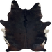 Black and Dk Reddish Brown Brazilian Watusi Cowhide: has a mix of black and dark reddish brown, and white spots on the belly - 7'11" x 6'1" (BRWA092)