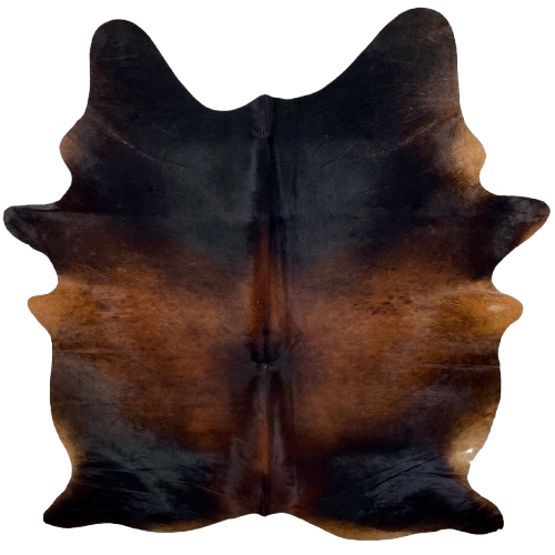 Large Black and Red Brown Brazilian Watusi Cowhide: has a mix of black and red brown, and a beautiful, natural sheen - 7'10" x 5'10" (BRWA097)